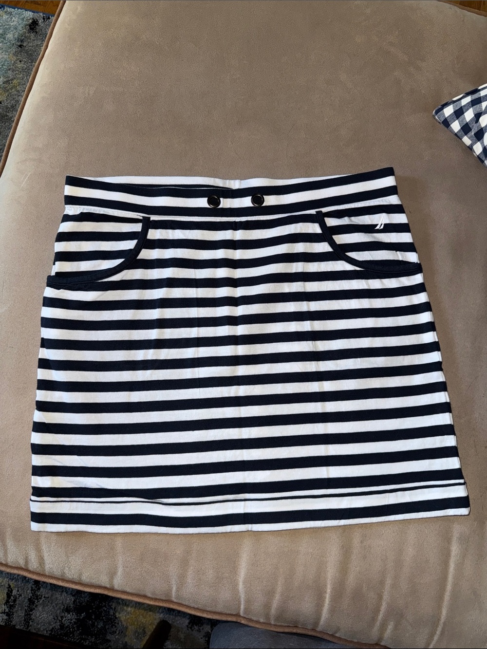 Nautica Black and White Striped Mini Skirt